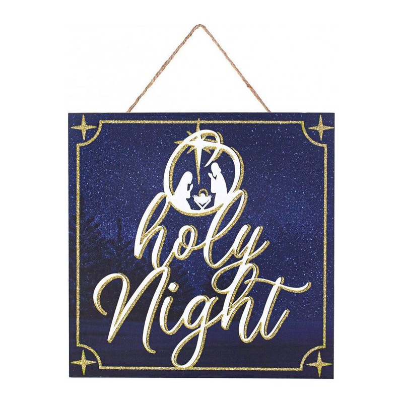 10″ Wood Sign: Glitter O Holy Night