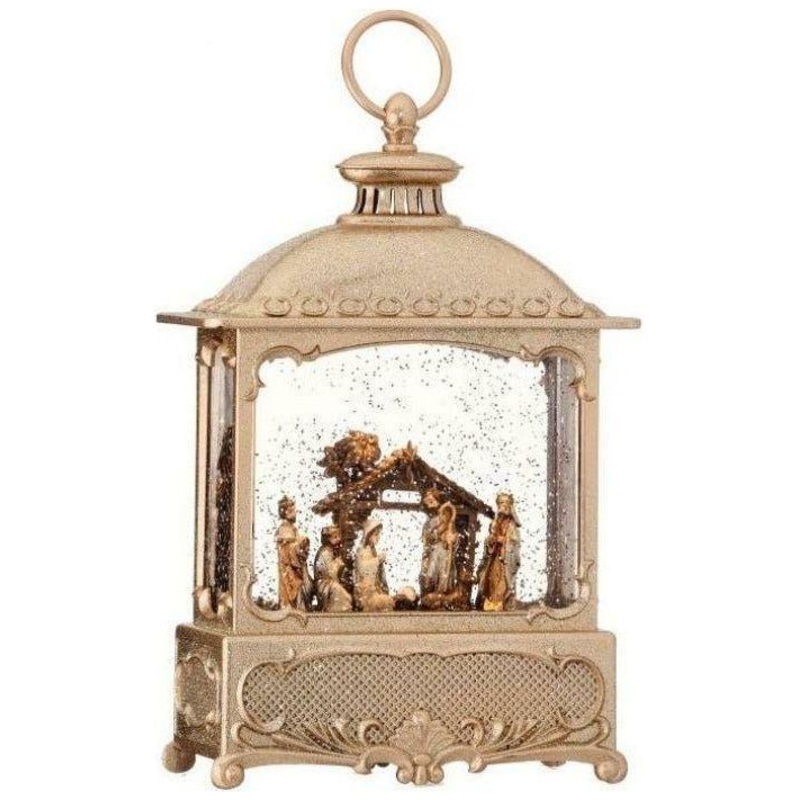 12″ LED Nativity Square Lantern Globe