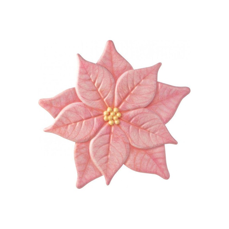 12″ Metal Embossed Poinsettia: Pink