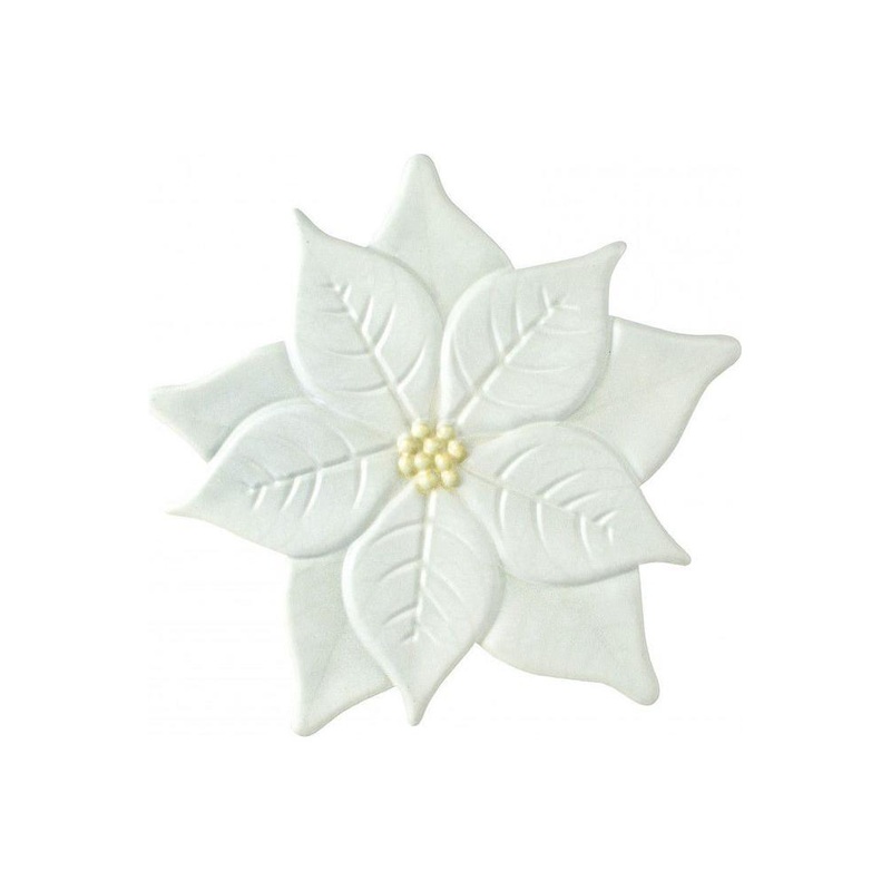 12″ Metal Embossed Poinsettia: White