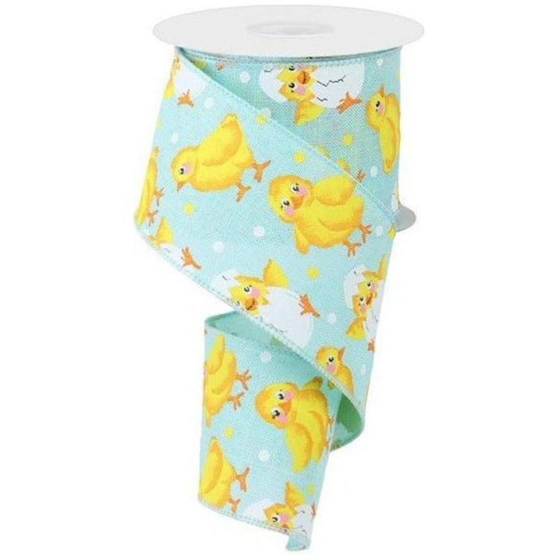 2.5″ Baby Chicks on Royal Ribbon: Ice Blue (10 Yards)