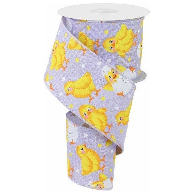 2.5″ Baby Chicks on Royal Ribbon: Lavender (10 Yards)