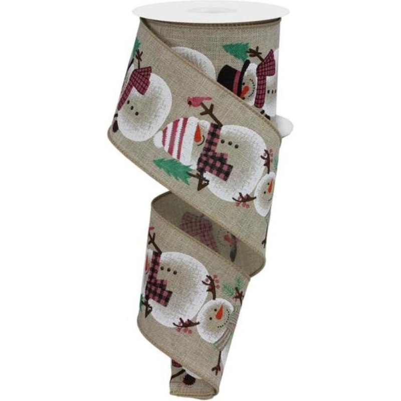 2.5″ Chubby Snowman Ribbon: Natural (10 Yards)