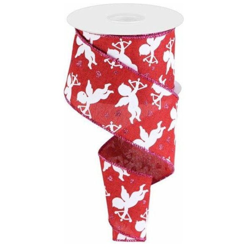 2.5″ Cupid on Royal Ribbon: Dark Red (10 Yard)