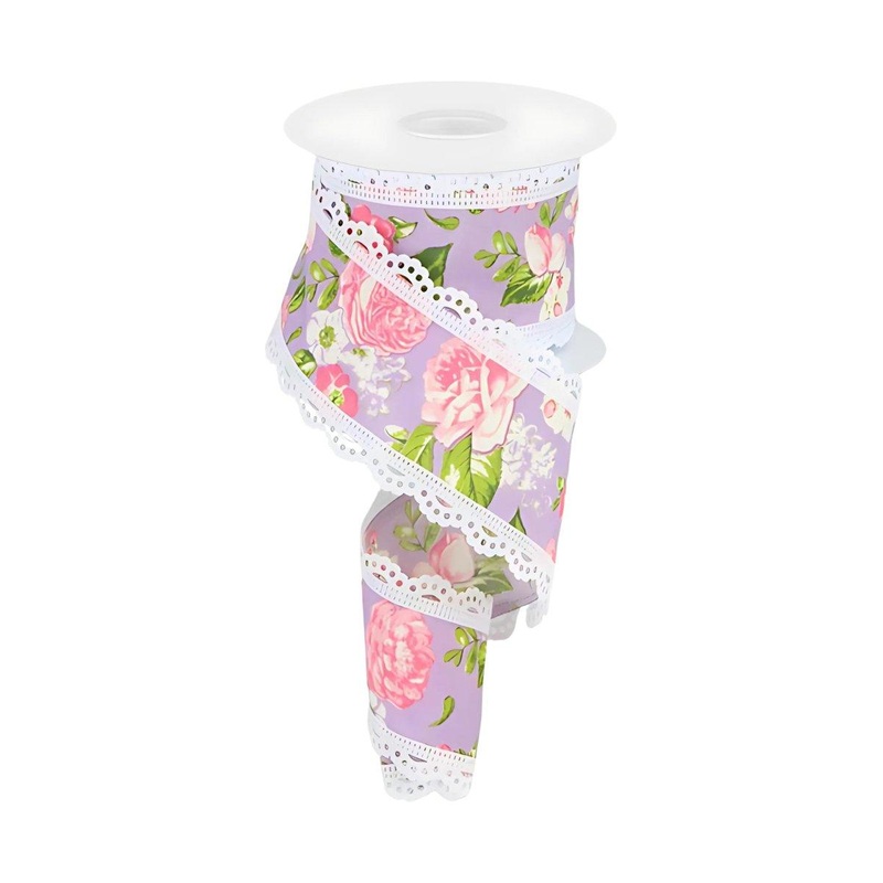 2.5″ Floral Lace Ribbon: Lavender (10 Yards)