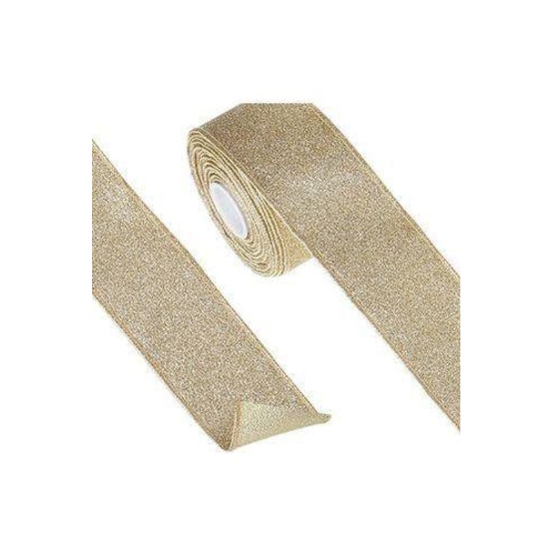 2.5″ Glitter Ribbon: Gold (10 Yards)
