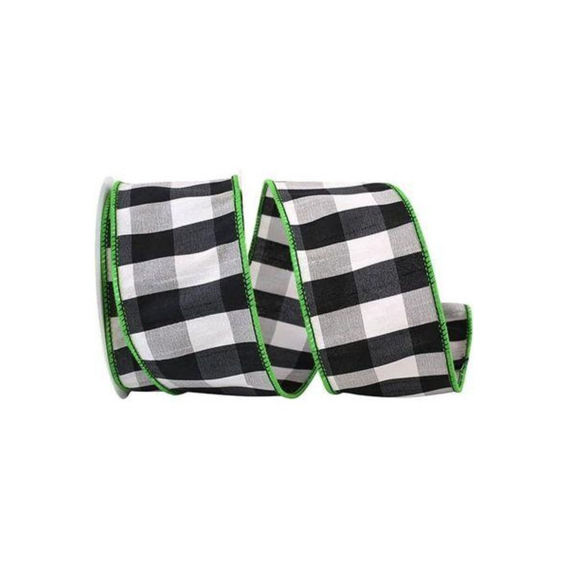 2.5″ Grand Check Ribbon: Black/White (10 Yards)