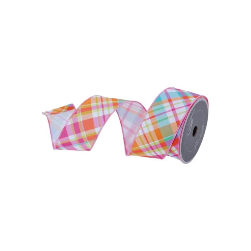 2.5″ Gumdrop Plaid Ribbon: Multi (10 Yards)