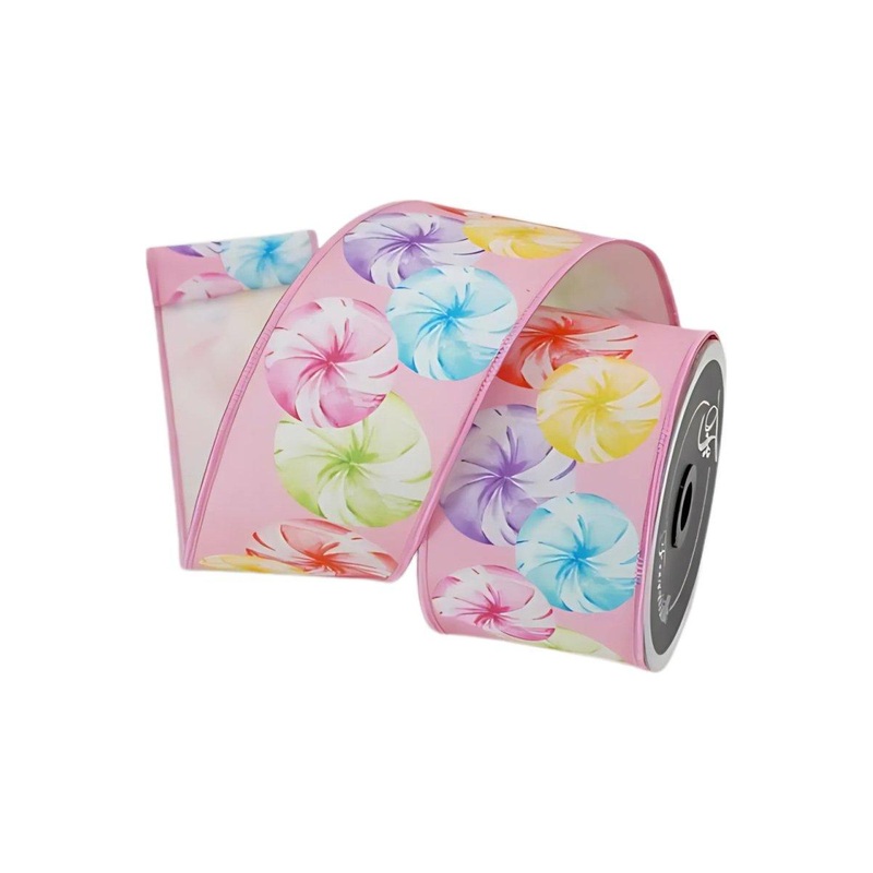 2.5″ Pastel Peppermints Ribbon: Pink