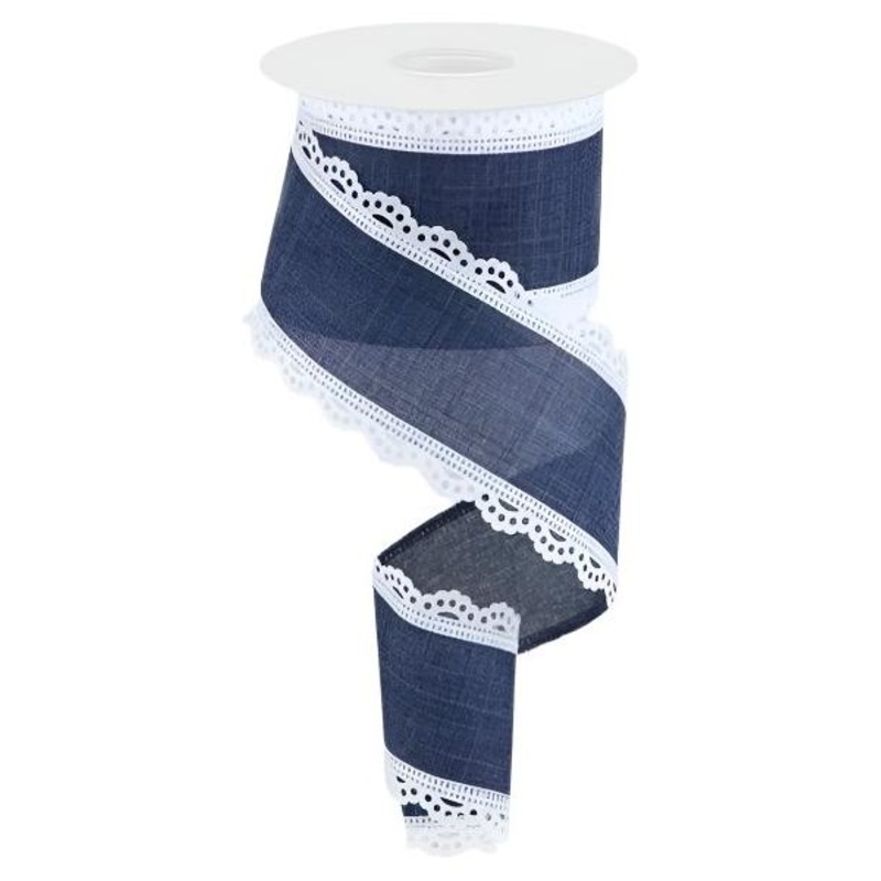 2.5″ Scalloped Edge Royal Ribbon: Navy Blue (10 Yard)