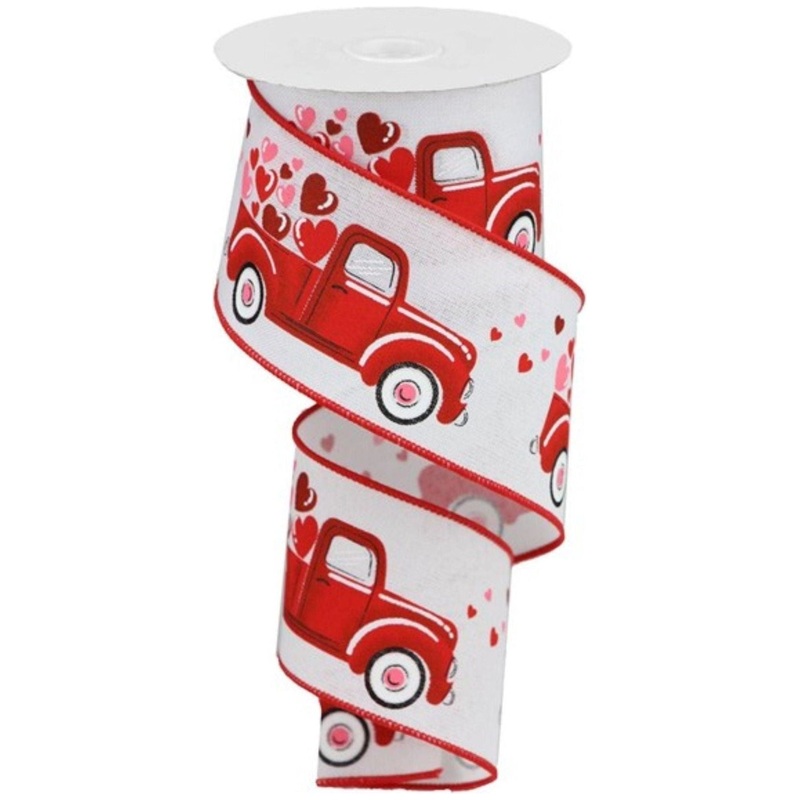 2.5″ Truck Hearts Royal Ribbon: White (10 Yards)