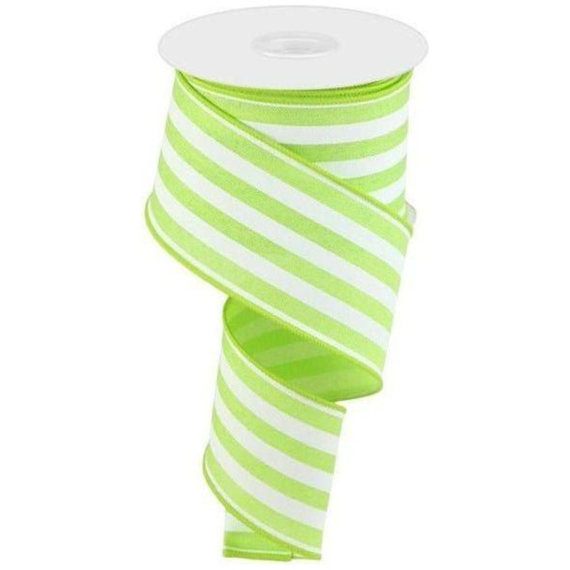 2.5″ Vertical Stripe Ribbon: Bright Green (10 Yards)