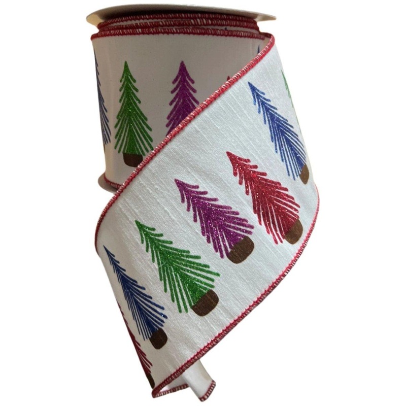 4″ Bottle Brush Tree Ribbon: Multi (10 Yards)