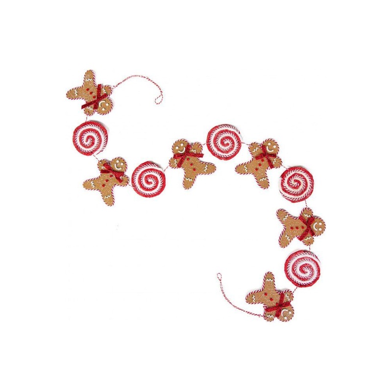 4′ Gingerbread Men & Lollipop Garland