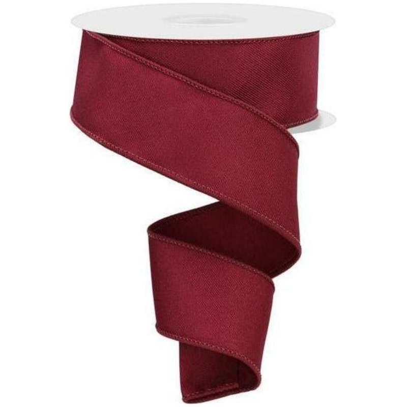 1.5″ Diagonal Weave Fabric Ribbon: Wine (10 Yards)