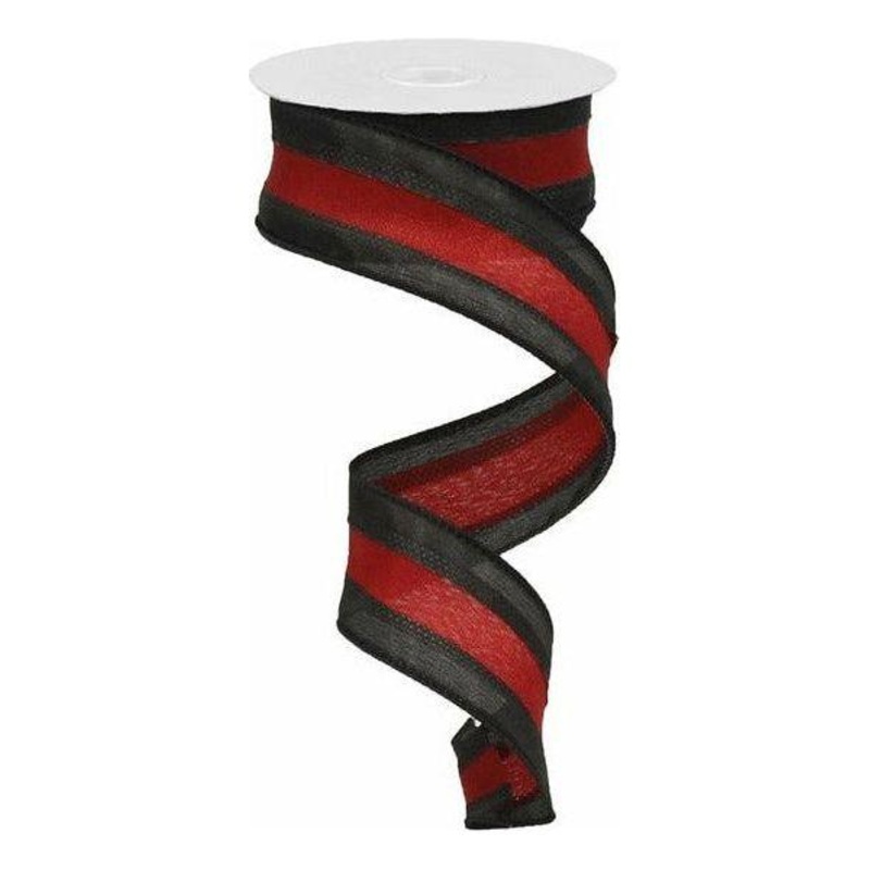 1.5″ Satin Team Stripe Ribbon: Black & Garnet (10 Yards)