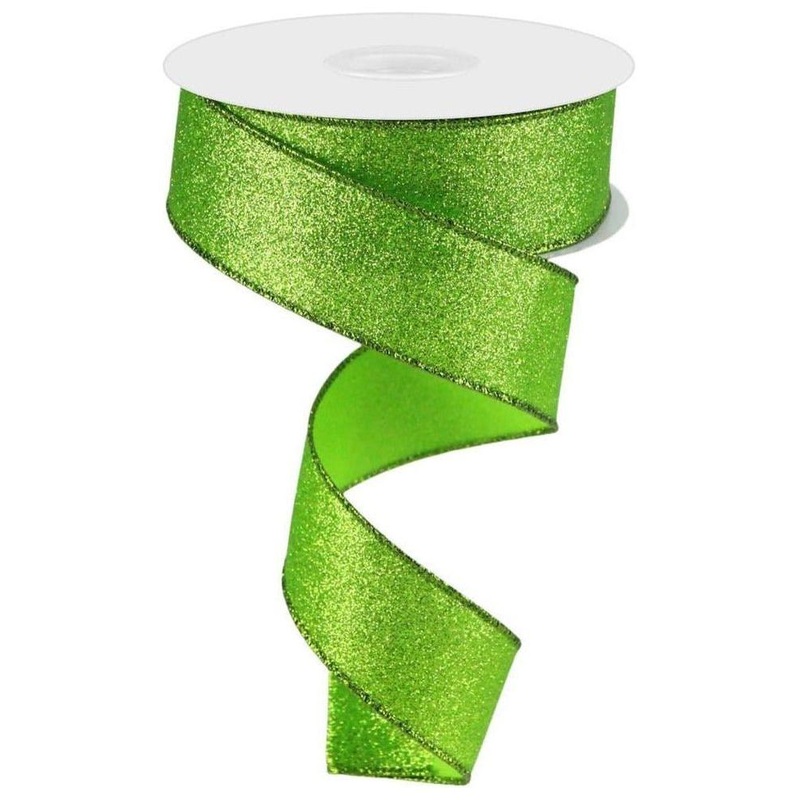 1.5″ Shimmer Glitter Ribbon: Lime Green (10 Yards)