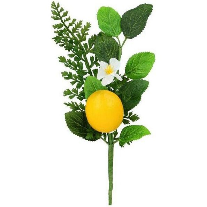 10″ Mixed Greenery Lemon Floral Stem Pick