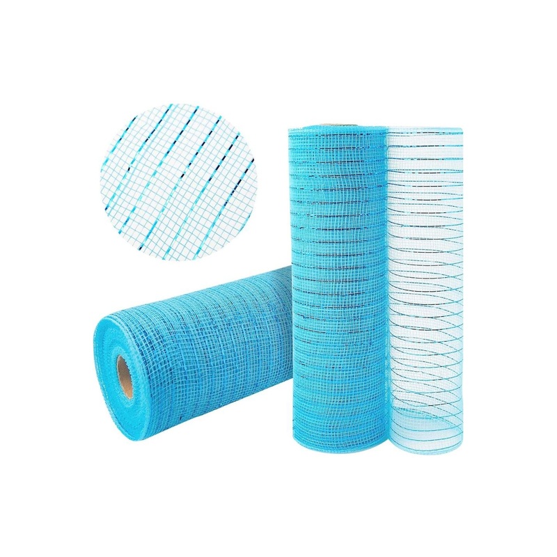10″ Poly Deco Mesh Ribbon: Metallic Turquoise (10 Yards)