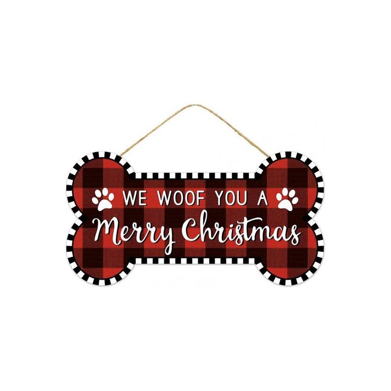 12″ Wooden Sign: Woof Merry Christmas