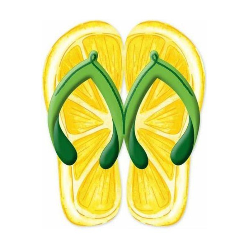 13″ Metal Embossed Flip Flops: Lemon