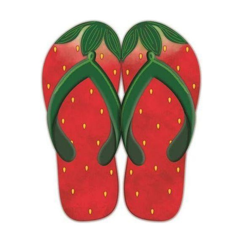 13″ Metal Embossed Flip Flops: Strawberry