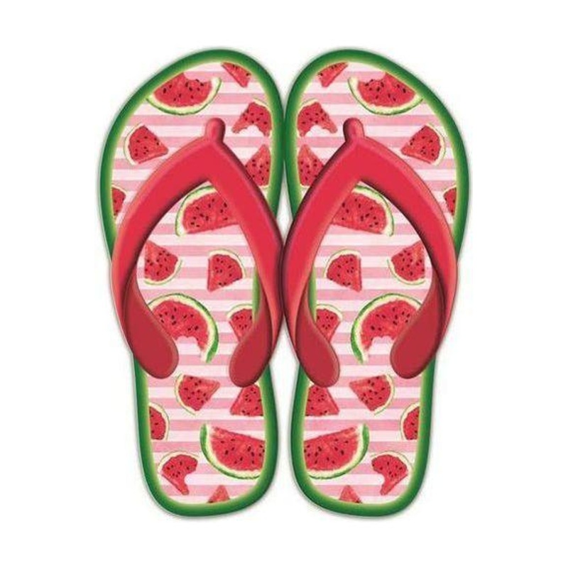 13″ Metal Embossed Flip Flops: Watermelon Red