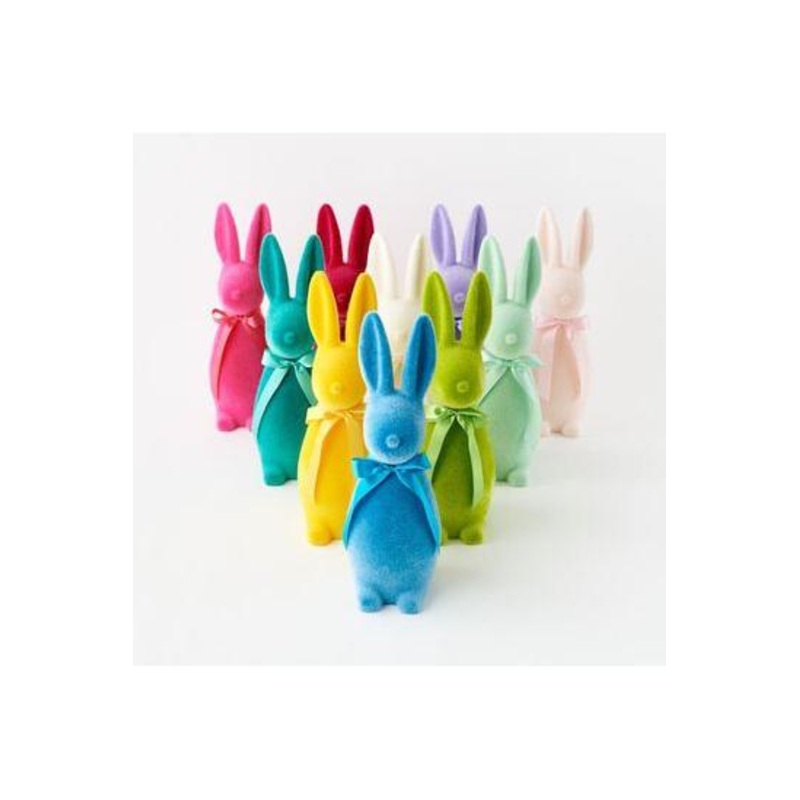 16″ Flocked Button Nose Bunny (WH0134)