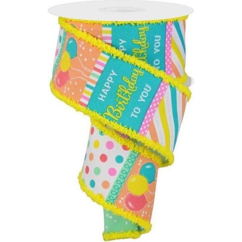 2.5″ Birthday Blocks Ribbon: Pastel Colors