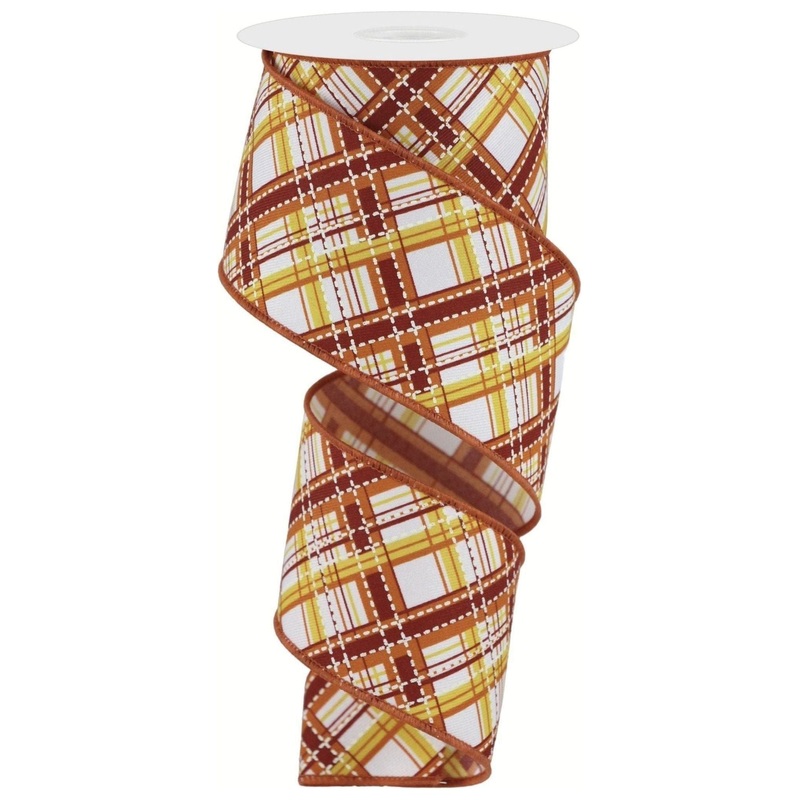 2.5″ Diagonal Dash Plaid: Brown/Orange (10 Yard)