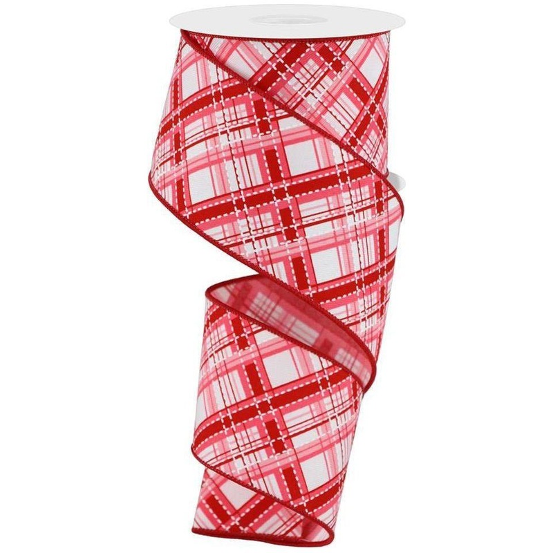2.5″ Diagonal Dash Plaid: Pink/Red (10 Yard)