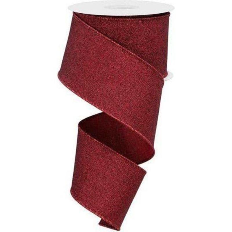 2.5″ Fine Glitter On Royal Ribbon: Burgundy (10 Yards)