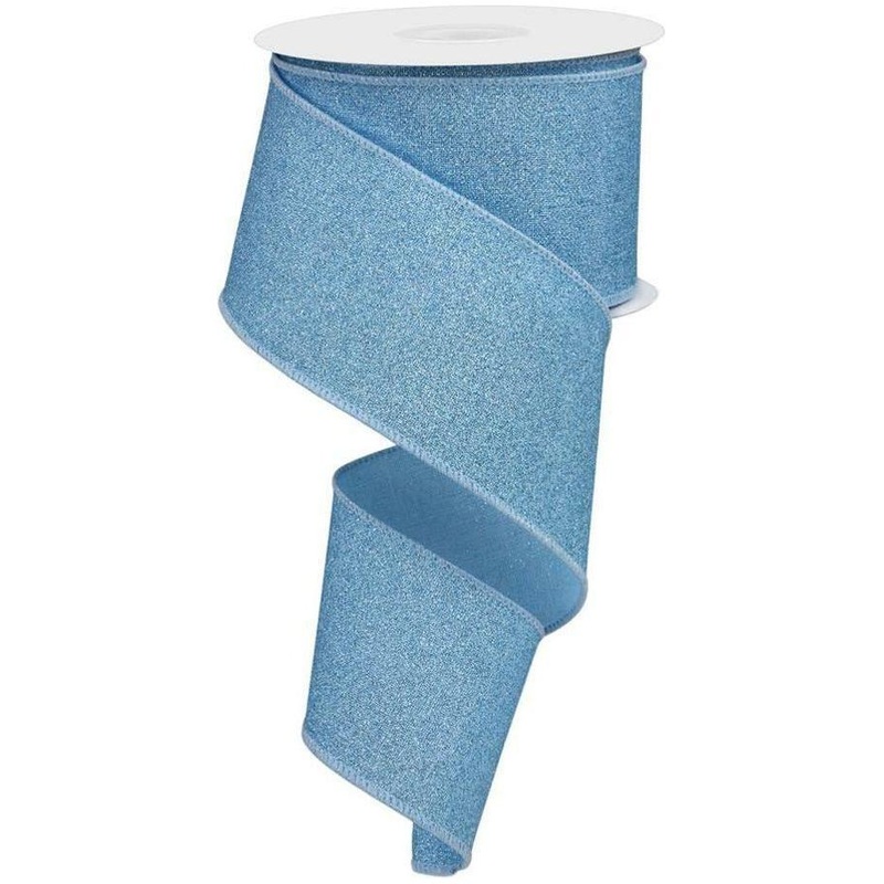 2.5″ Fine Glitter On Royal Ribbon: Pale Blue (10 Yards)