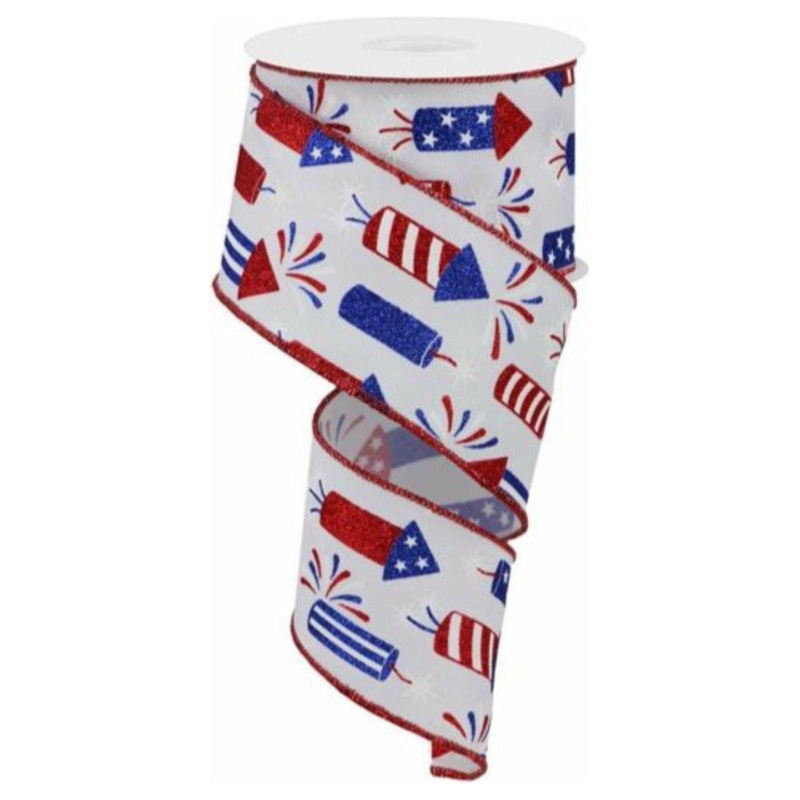 2.5″ Firecrackers Ribbon: White (10 Yards)
