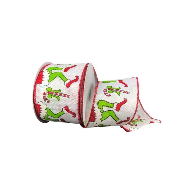 2.5″ Green Monster Legs Ribbon: Red (10 Yards)