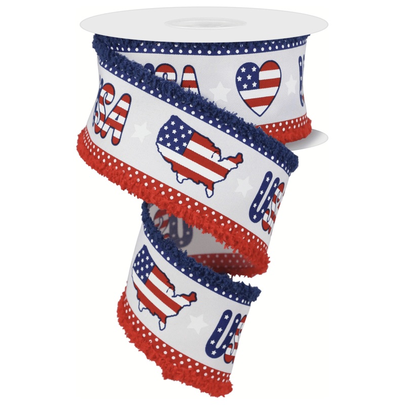 2.5″ Pattern USA Drift Ribbon: Red, White, Blue (10 Yards)