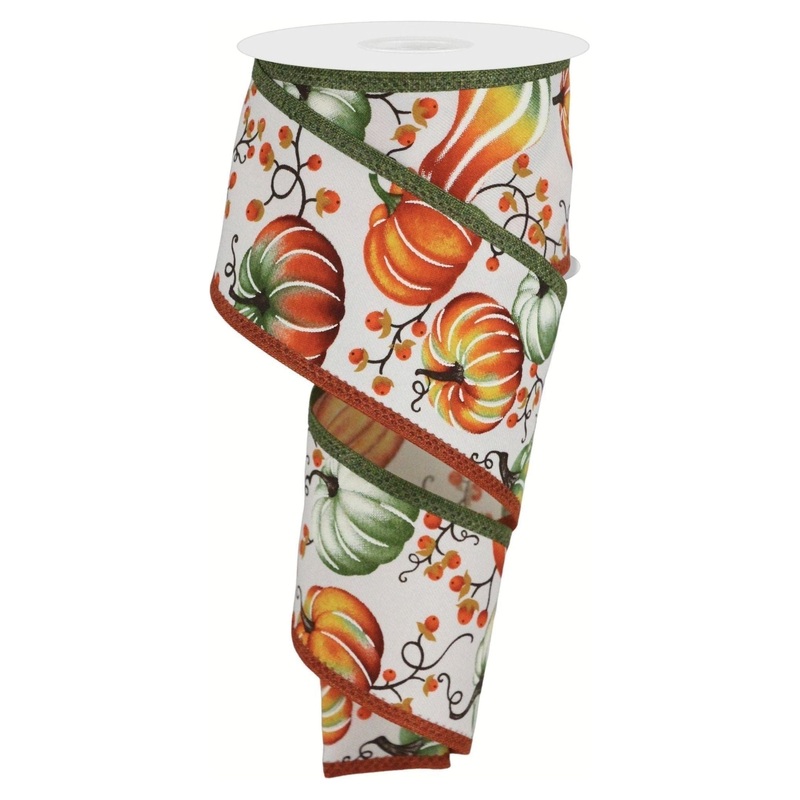 2.5″ Pumpkins Bittersweet Ribbon: Moss Green (10 Yards)