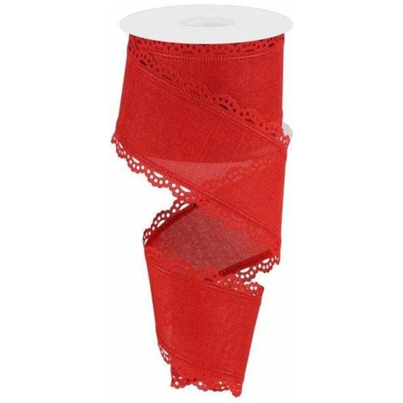2.5″ Scalloped Edge Ribbon: Red (10 Yard)
