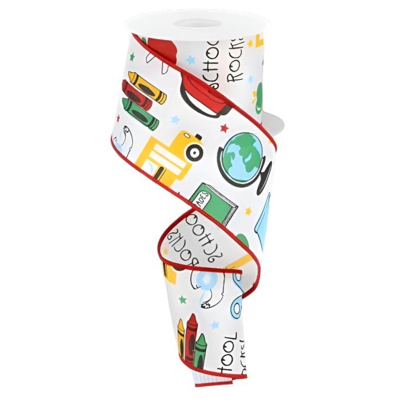 2.5″ School Rocks Ribbon: White (10 Yards)