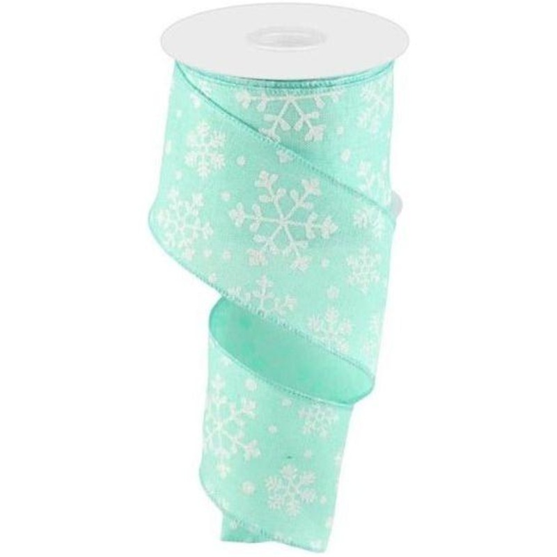 2.5″ Snowflake Ribbon: Mint Green (10 Yards)
