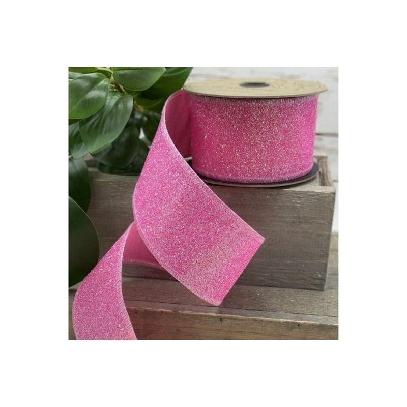 2.5″ Sugar Glitter Matrix Ribbon: Pink (10 Yards)