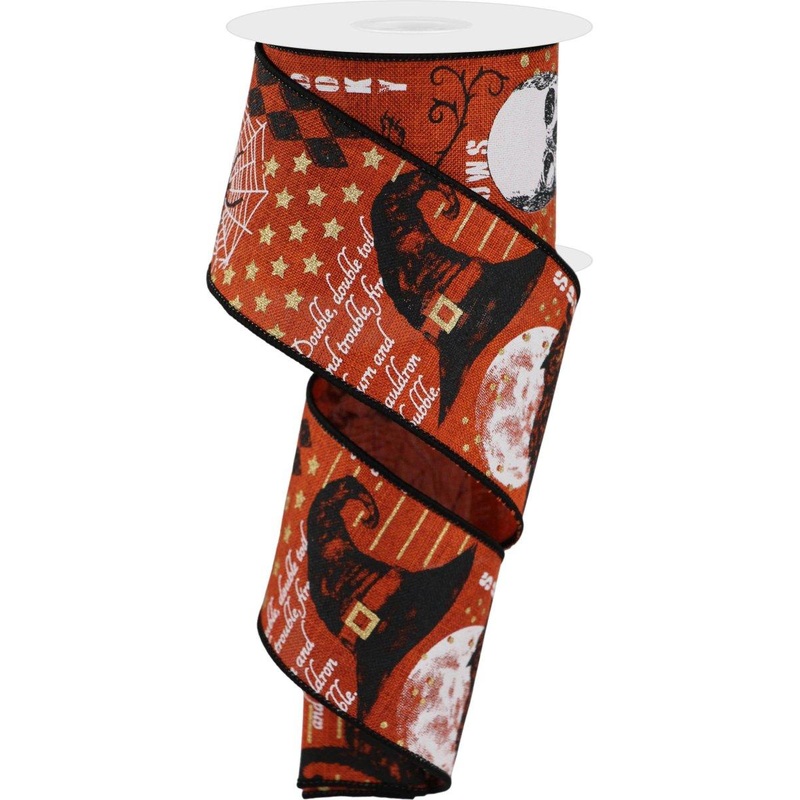 2.5″ Vintage Halloween Ribbon: Orange (10 Yards)