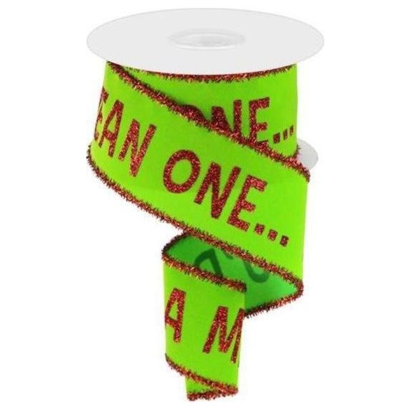 2.5″ Your A Mean One Tinsel Ribbon: Lime Green (10 Yards)
