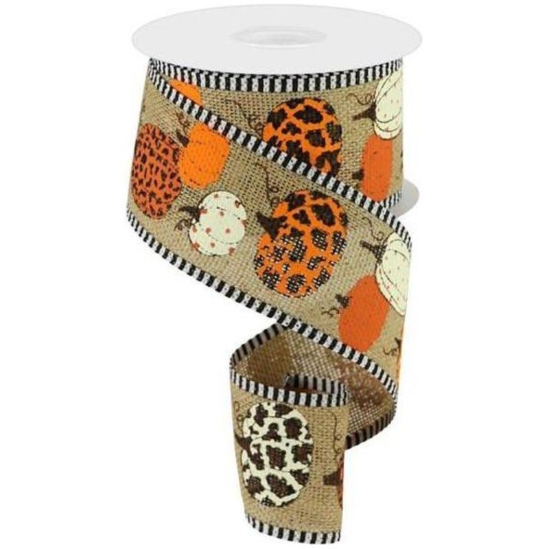 2.75″ Leopard Pumpkins Stripe Edge: Natural (10 Yards)