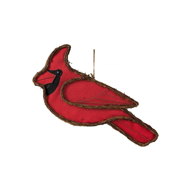 20″ Vine Fabric Grapevine Hanger: Cardinal