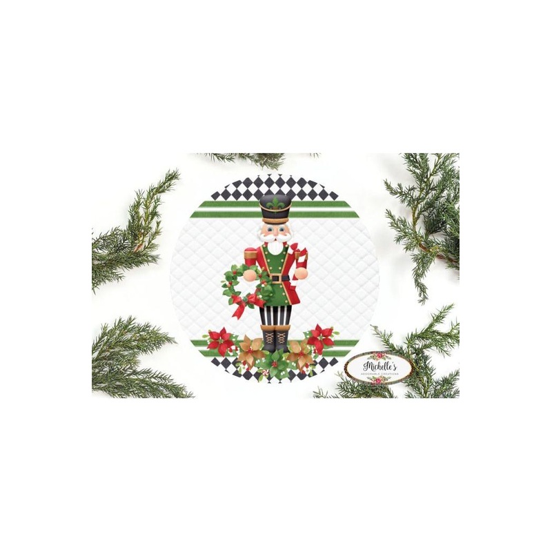 Nutcracker Harlequin Poinsettia Sign – Wreath Enhancement