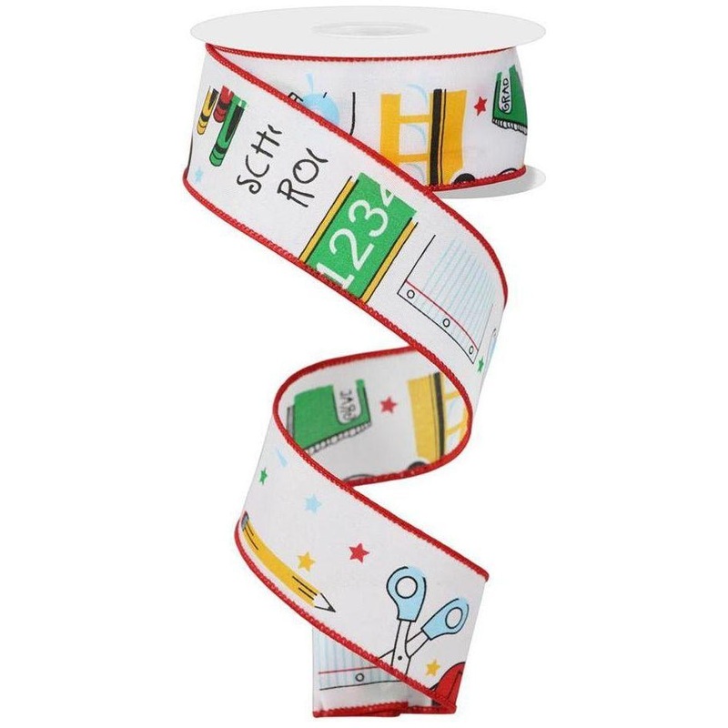 1.5″ School Rocks Ribbon: White (10 Yards)