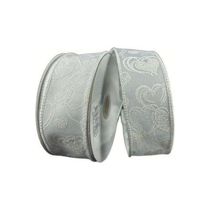 1.5″ White Glitter Lisa Hearts: White (10 Yards)