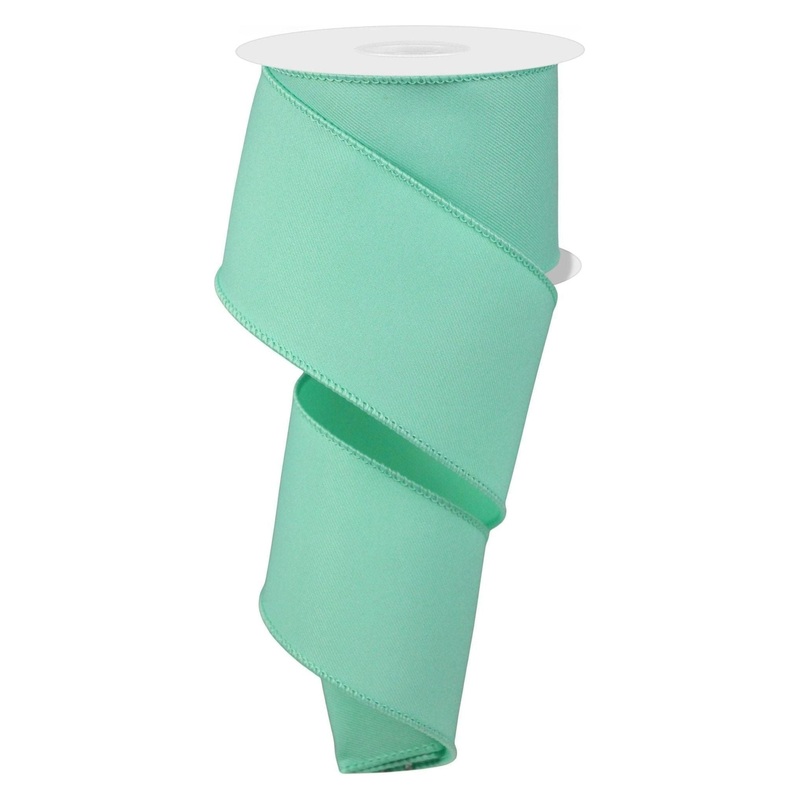 2.5″ Diagonal Weave Fabric Ribbon: Mint Green (10 Yards)