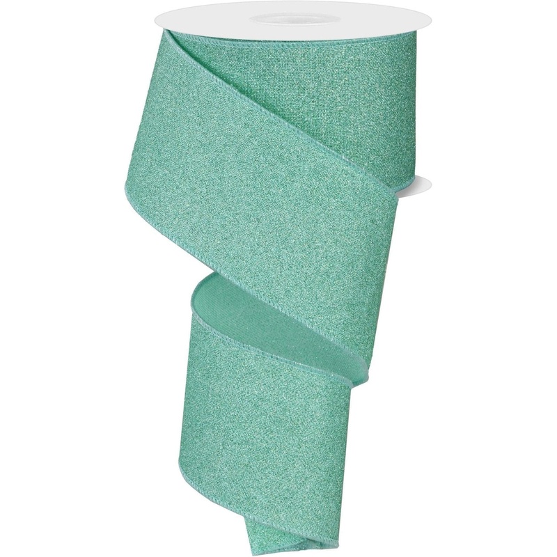 2.5″ Fine Glitter on Royal Ribbon: Mint Green (10 Yards)